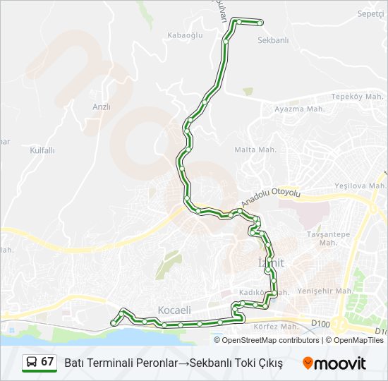 67 Bus Line Map