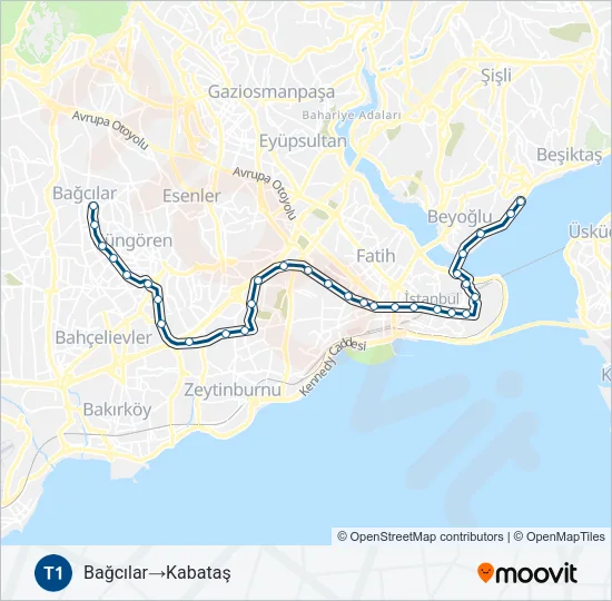 T1 Tram Line Map