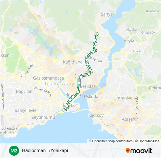 M2 Metro Line Map