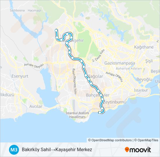 M3 Metro Line Map