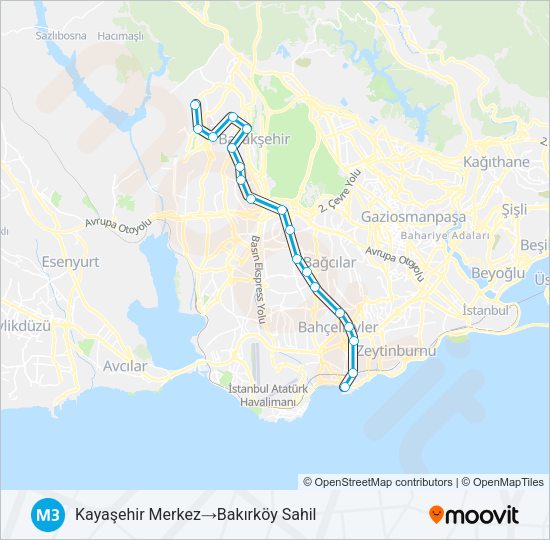 M3 Metro Line Map