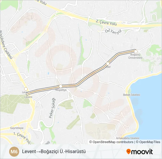 M6 Metro Line Map