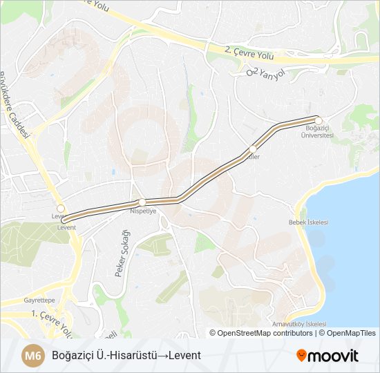 M6 Metro Line Map