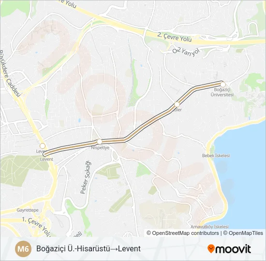 M6 Metro Line Map