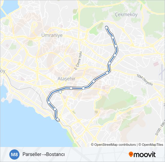 M8 Metro Line Map