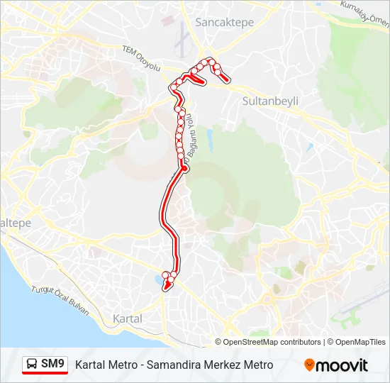 SM9 Bus Line Map