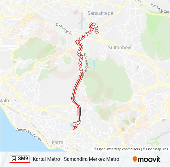 SM9 Bus Line Map