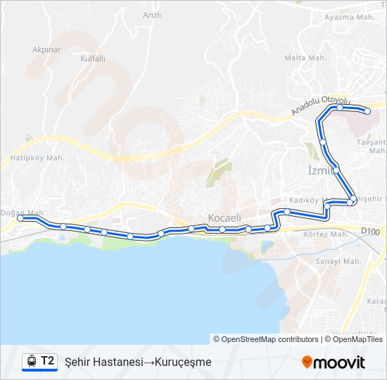 T2 Tram Line Map