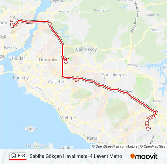 E-3 Bus Line Map