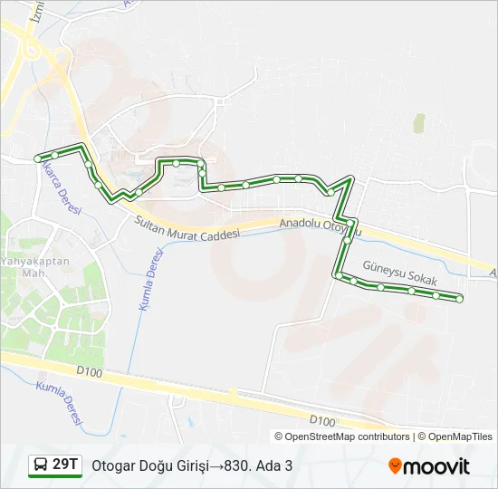 29T Bus Line Map