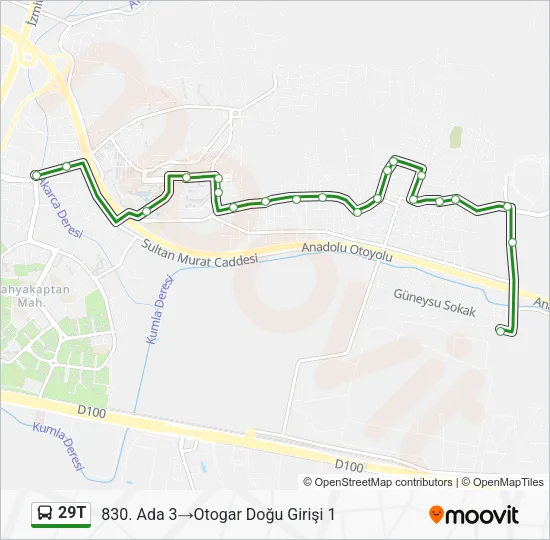 29T Bus Line Map