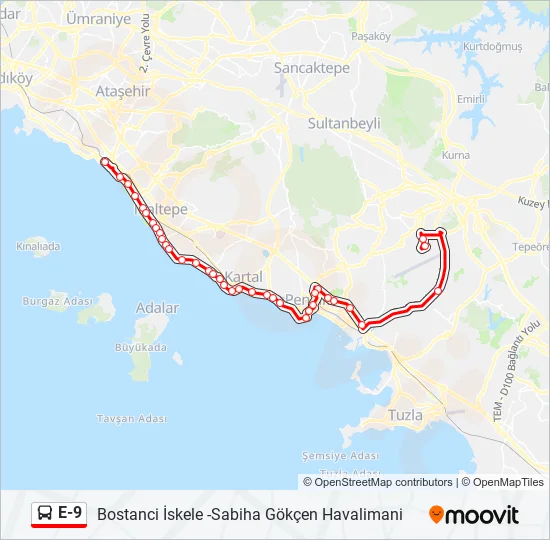 E-9 Bus Line Map