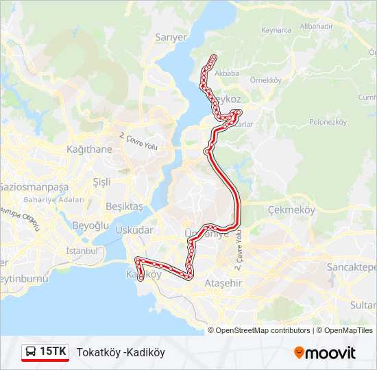15TK otobüs Hattı Haritası