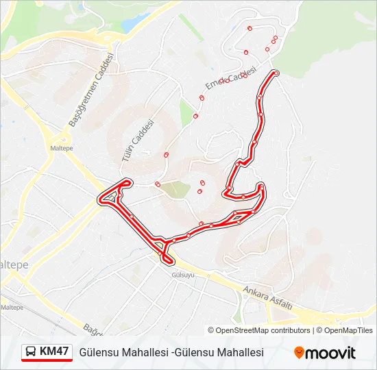 KM47 Bus Line Map