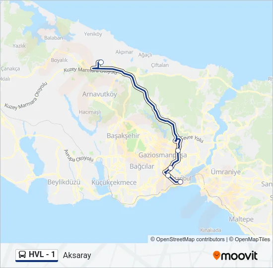 HVL - 1 Bus Line Map