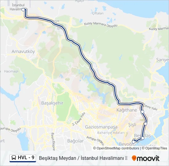 HVL - 9 Bus Line Map