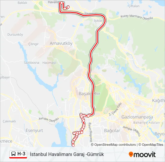 H-3 Bus Line Map