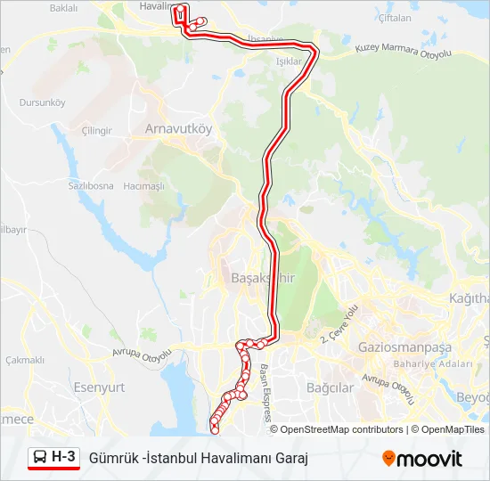H-3 Bus Line Map