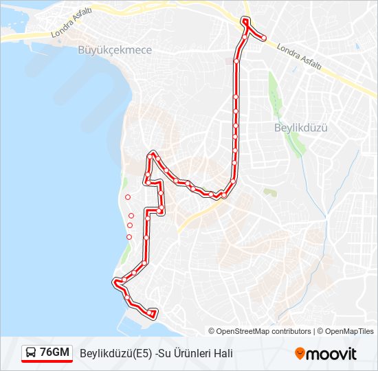 76GM bus Line Map