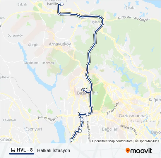 HVL - 8 Bus Line Map