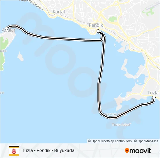TUZLA -  PENDIK - BÜYÜKADA Ferry Line Map