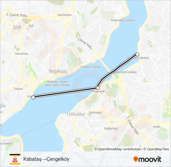 ÇENGELKÖY - KUZGUNCUK - KABATAŞ Ferry Line Map