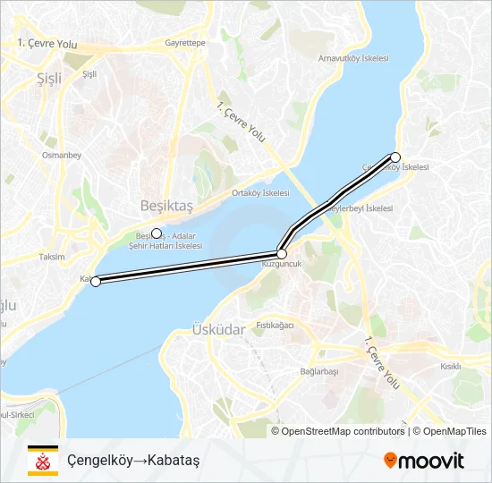 ÇENGELKÖY - KUZGUNCUK - KABATAŞ Ferry Line Map