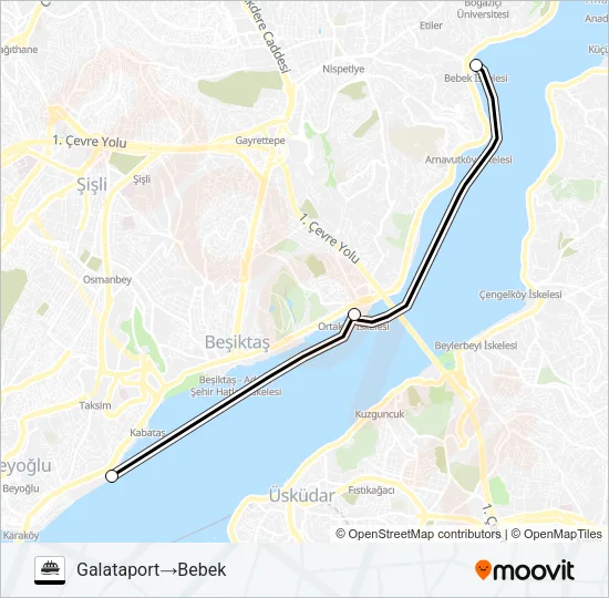 BEBEK - GALATAPORT Ferry Line Map
