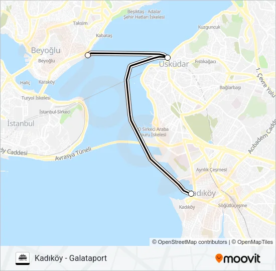 KADIKÖY - GALATAPORT Ferry Line Map