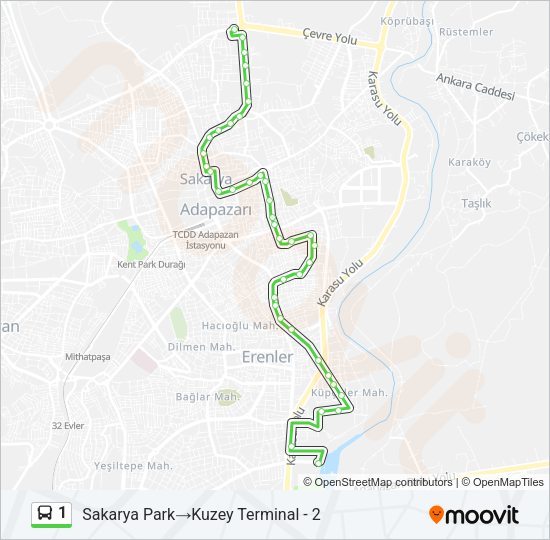 1 Bus Line Map