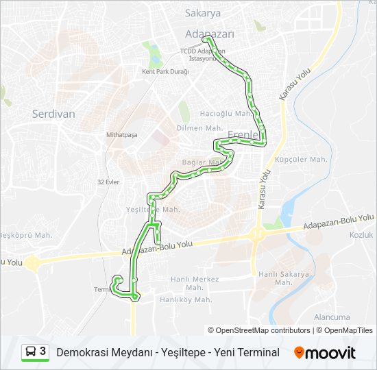 3 Bus Line Map