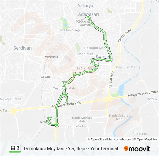 3 Bus Line Map