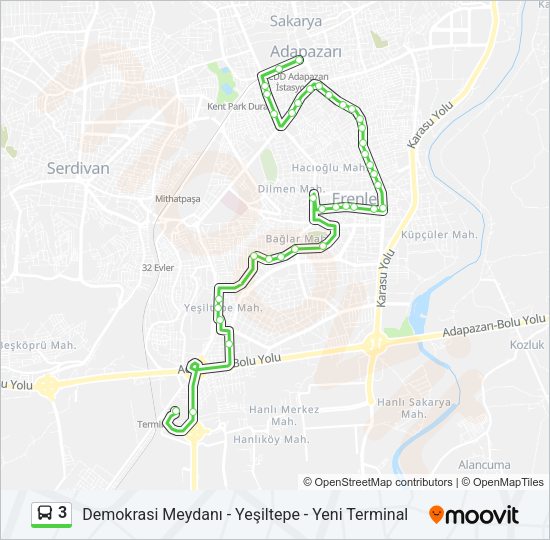 3 Bus Line Map