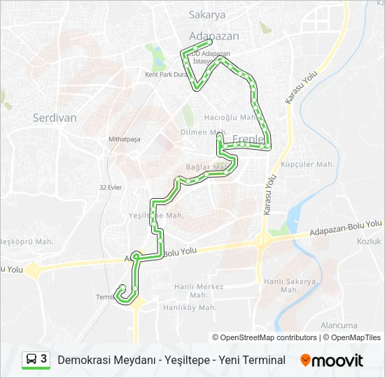 3 Bus Line Map