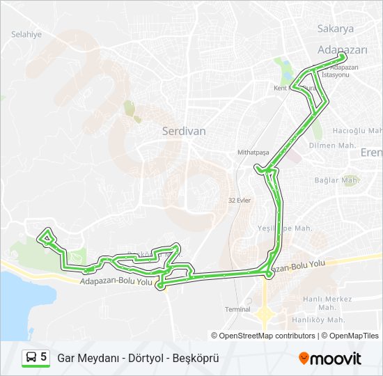 5 Bus Line Map