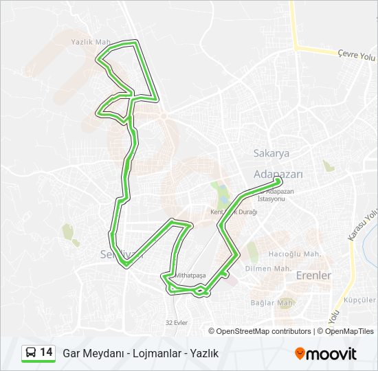 14 Bus Line Map