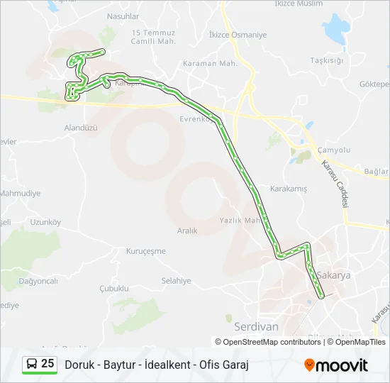 25 Bus Line Map