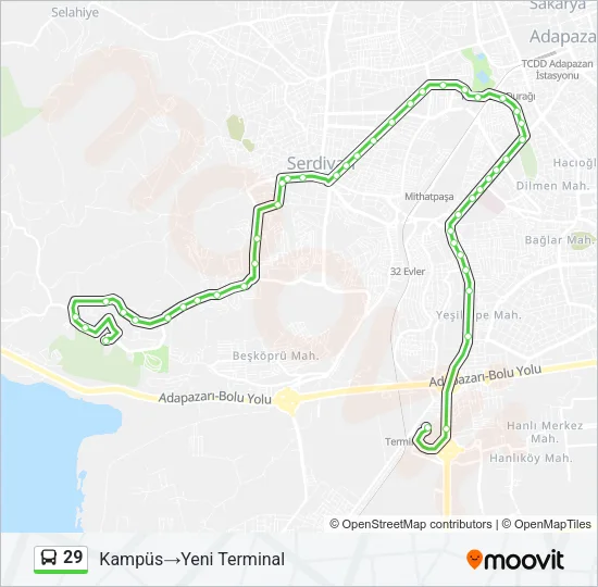 29 Bus Line Map