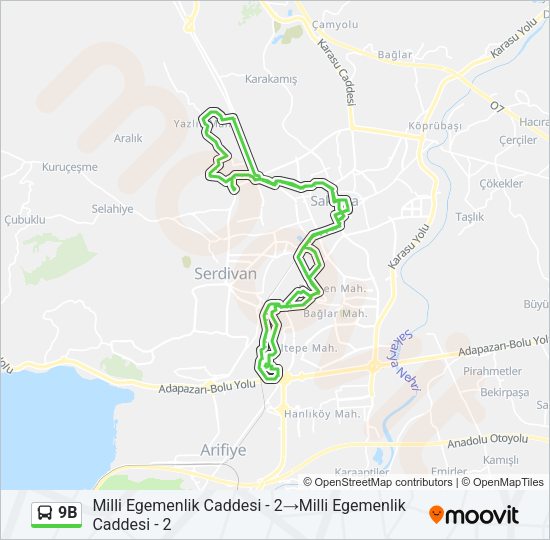 9B Bus Line Map