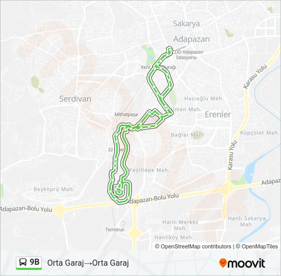 9B Bus Line Map