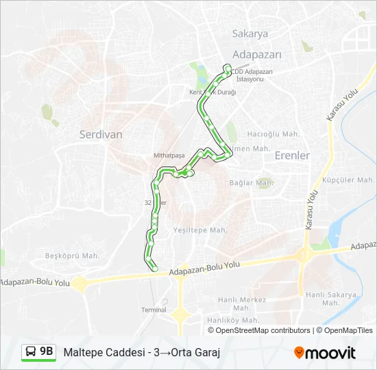 9B Bus Line Map