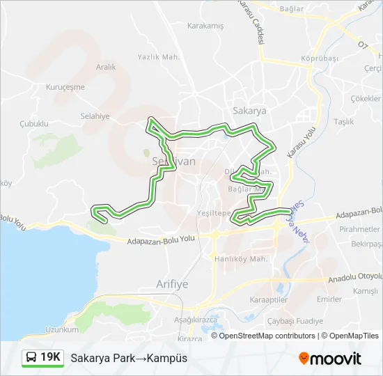 19K Bus Line Map