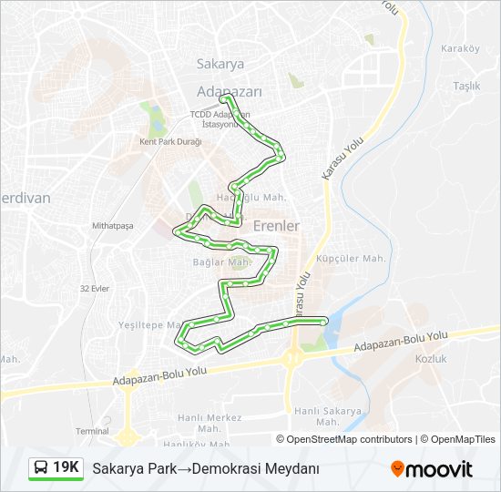 19K Bus Line Map