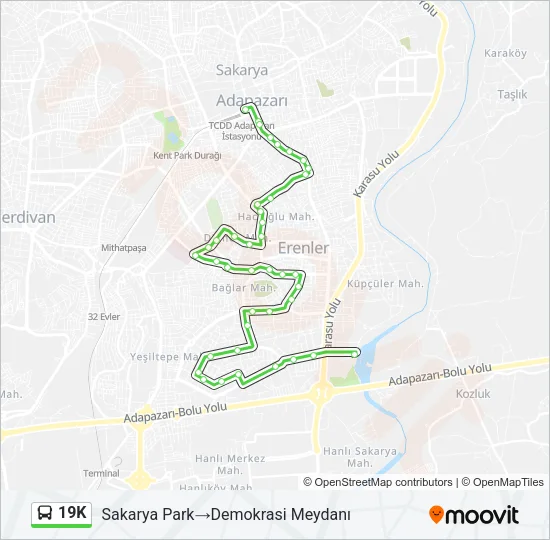 19K Bus Line Map