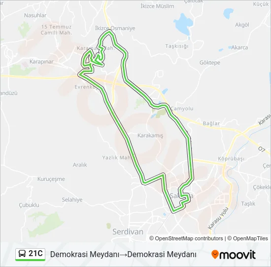 21C Bus Line Map