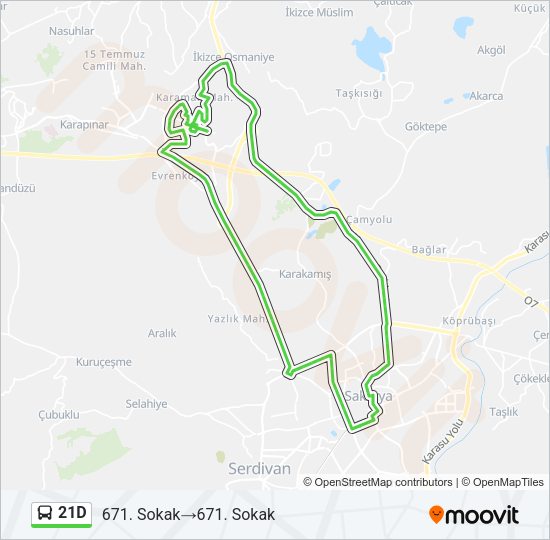 21D Bus Line Map