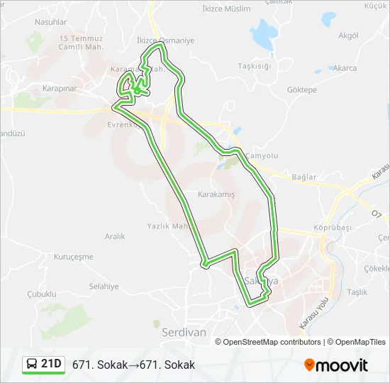 21D Bus Line Map
