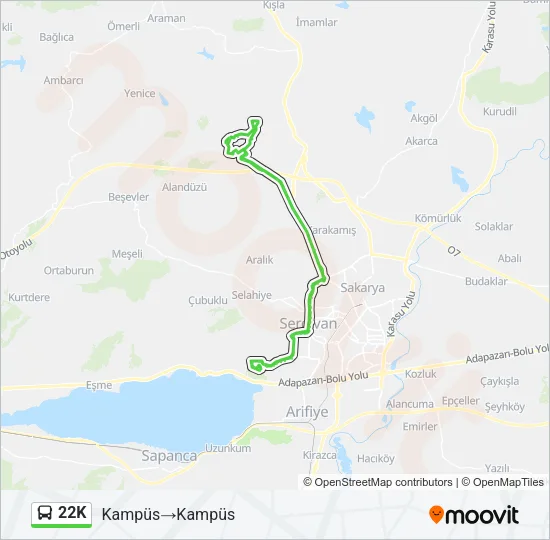22K Bus Line Map