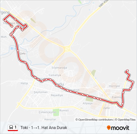 1 Bus Line Map
