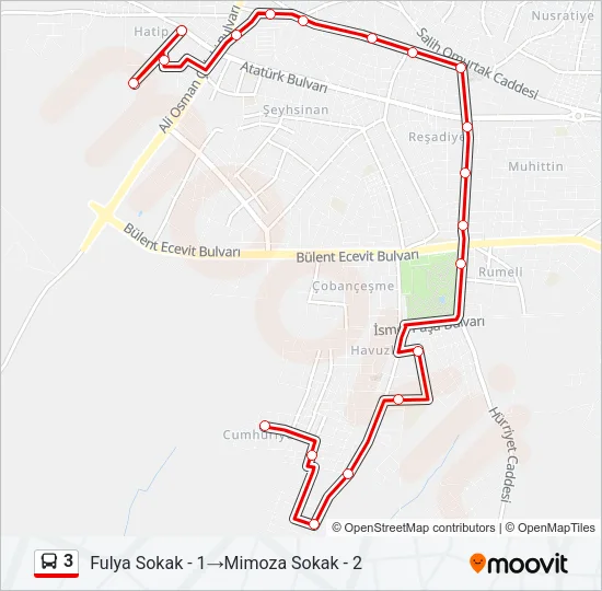 3 Bus Line Map